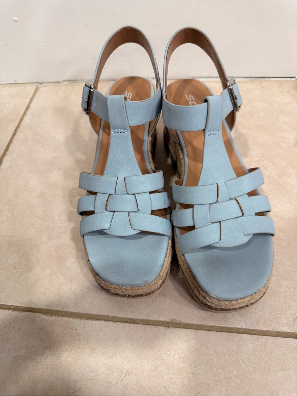 Blue Woven Espadrille Wedge Sandals - Women